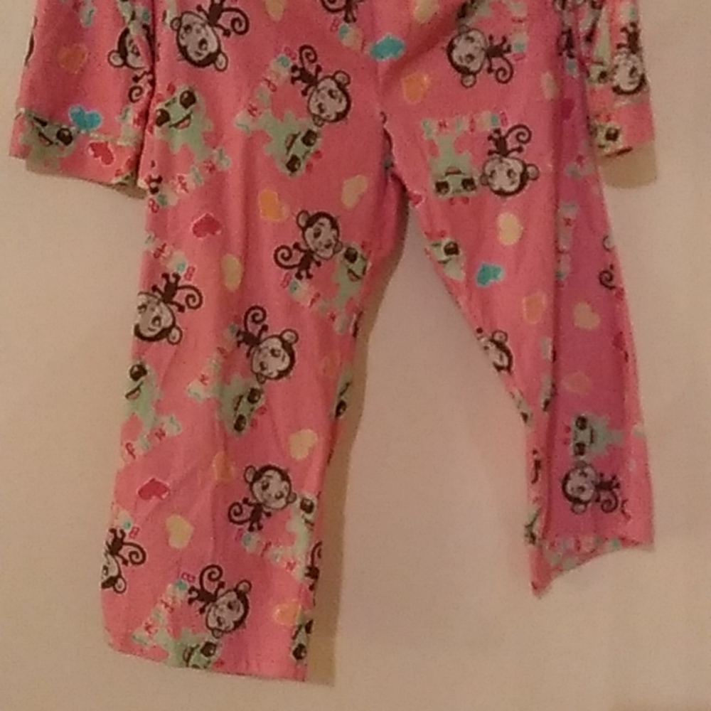 Girls 5T Best friends Monkey Frog Hearts Joe Boxer Pajama Set 4 Glitter Buttons - Picture 3 of 12